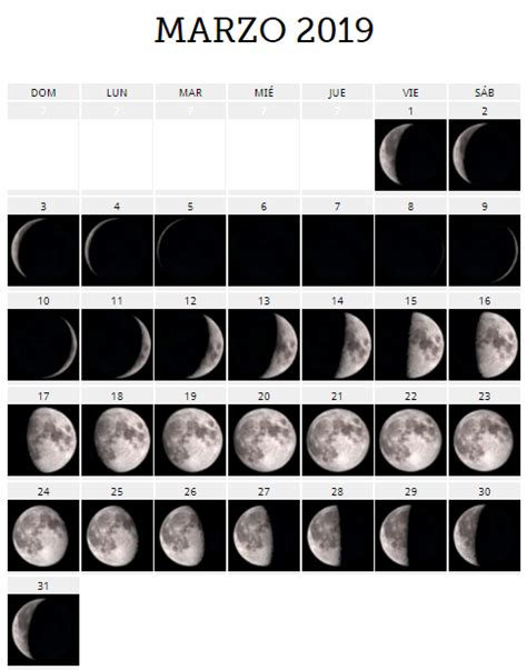 Calendario Lunar 2019 Fases Lunares 2019