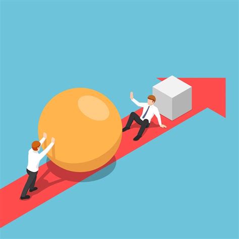 Premium Vector Flat 3d Isometric Smart Businessman With Sphere Go