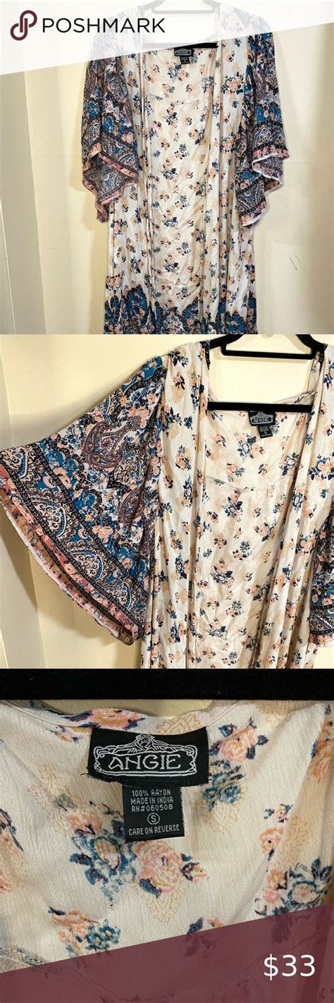 Angie Kimono Floral Maxi Duster Boho Festival Floral Maxi Boho