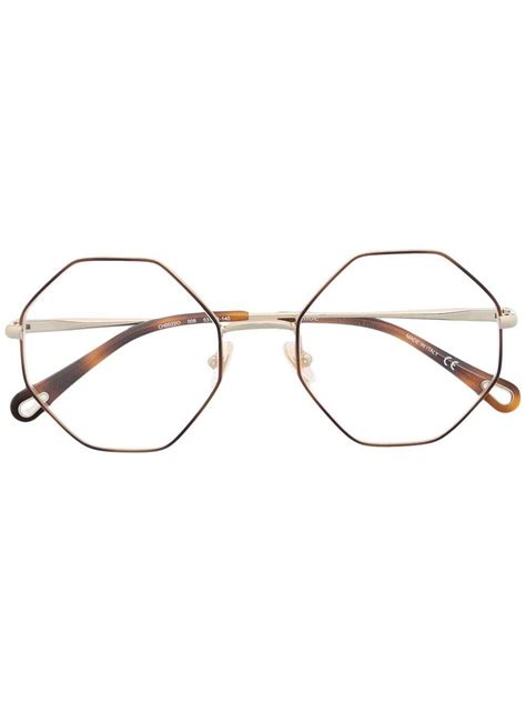 Chloé Hexagonal Frame Glasses Gold Editorialist