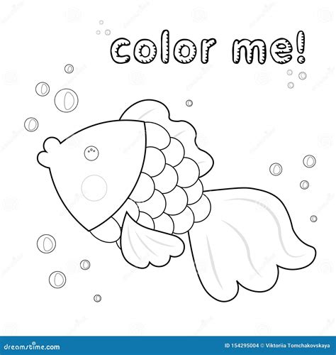 Pescados Del Esquema Colorante Personaje De Dibujos Animados Blanco Y