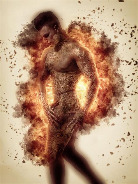 Alluring Naked Man In Gold On Black Background Stock Photo Image Of Flame Model