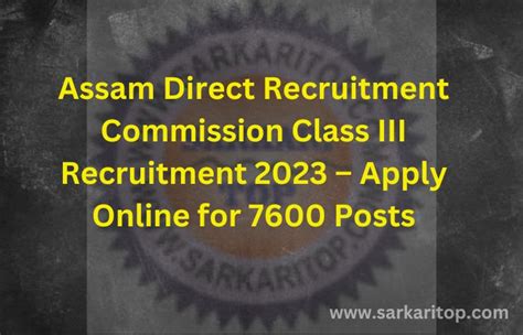 Assam Direct Recruitment Commission Class Iii Recruitment