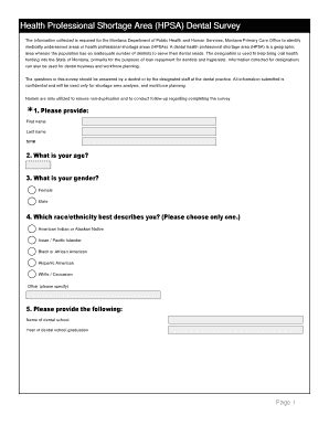 Fillable Online Svc Mt Health ProfessionalShortage AreaHPSADental