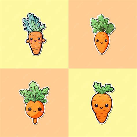 Premium Vector Carrot Sticker Kawaii Cartoon Illustration