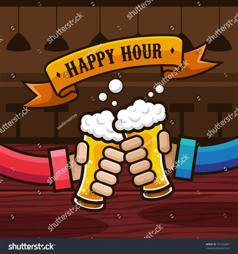 Modern Beer Happy Hour Card Illustration Stock Vector Royalty Free