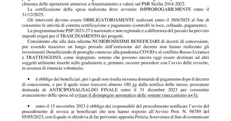 PSR Sicilia 2014 2022 Circolare Operazioni Di Chiusura Progetti