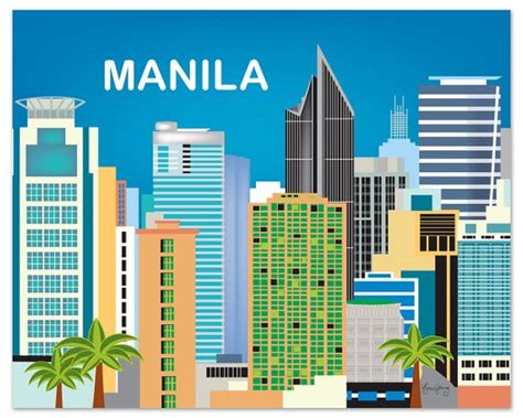 Manila Philippines Art Print Manila Skyline Philippines - Etsy