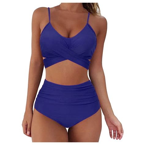 Tosmy Women Bikini Set Swimsuit Women Halter Lace Push Up Piece