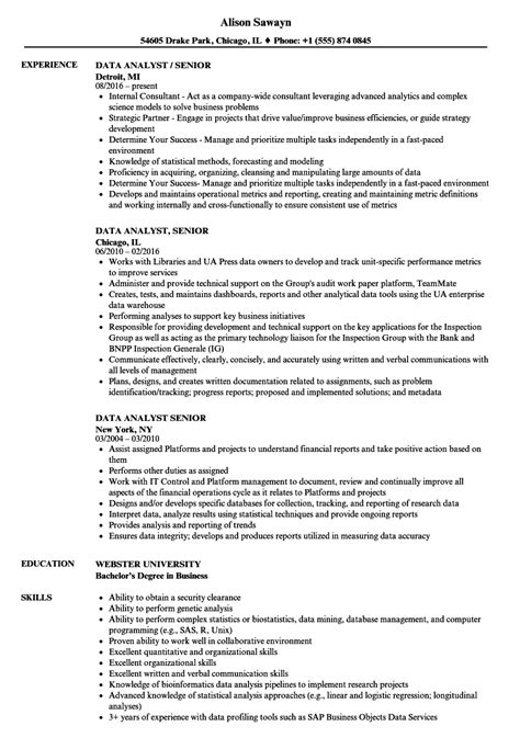 Data Analyst Senior Resume Samples Velvet Jobs