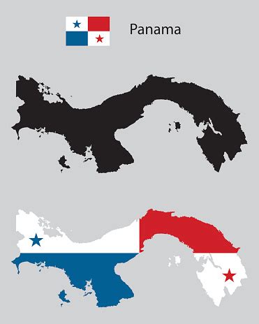 Panama Country Map Silhouettes Black And With Panama Flag Vector Image