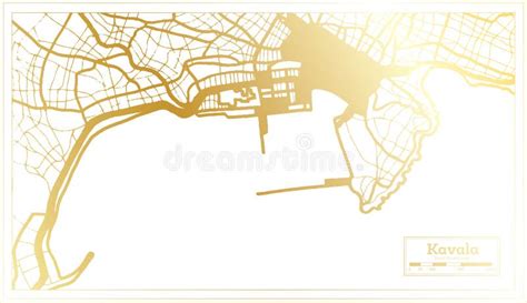 Kavala Greece City Map In Retro Style In Golden Color Outline Map