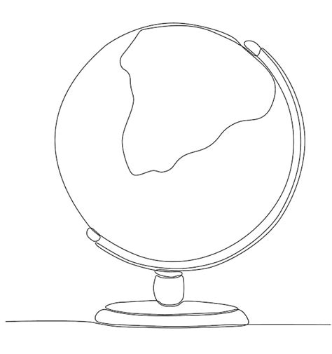 Desenho de linha contínua do globo do mundo Vetor Premium