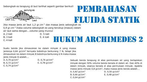 Pembahasan Soal Fluida Statis Materi Hukum Archimedes Part 2