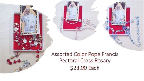 Assorted Color Pope Francis Pectoral Cross Rosary Carlo Catholic