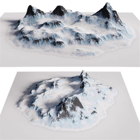 Snow Islands Mountains Free Terrains Models Blenderkit