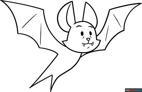 Easy Cartoon Bat Coloring Page | Easy Drawing Guides