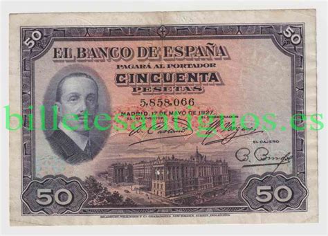 Spain P B Pesetas Anverso Billetes Antiguos