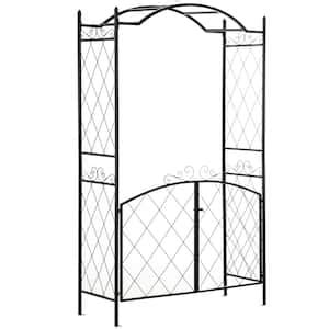 Litton Lane Black Metal Contemporary Garden Arbor In X In