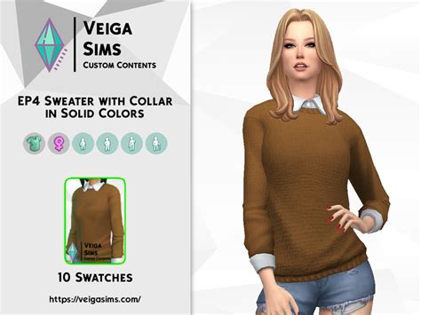 Ep4 Sweater With Collar In Solid Colors The Sims 4 Catalog