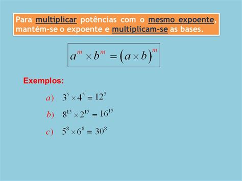 Multiplicação De Potência De Mesma Base - Multiplicação de potências. Regras operatórias - Ficha de Trabalho (1)