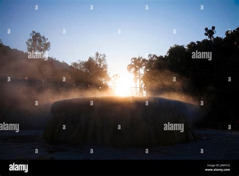 Volcanic Natural Hot Spring Mineral Water Pool With Steam Spa And Sun