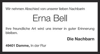 Traueranzeigen Von Erna Bell Om Trauer De