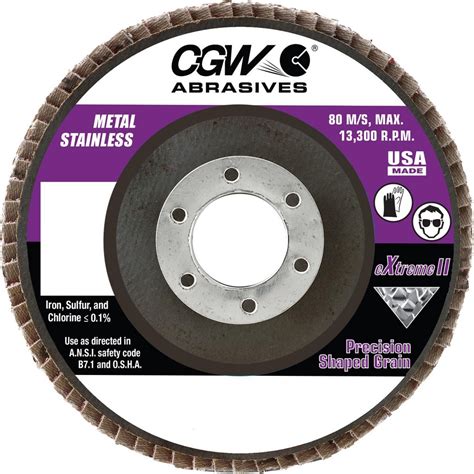 CGW Abrasives Flap Disc 4 1 2 Dia 7 8 Hole 60 Grit Ceramic