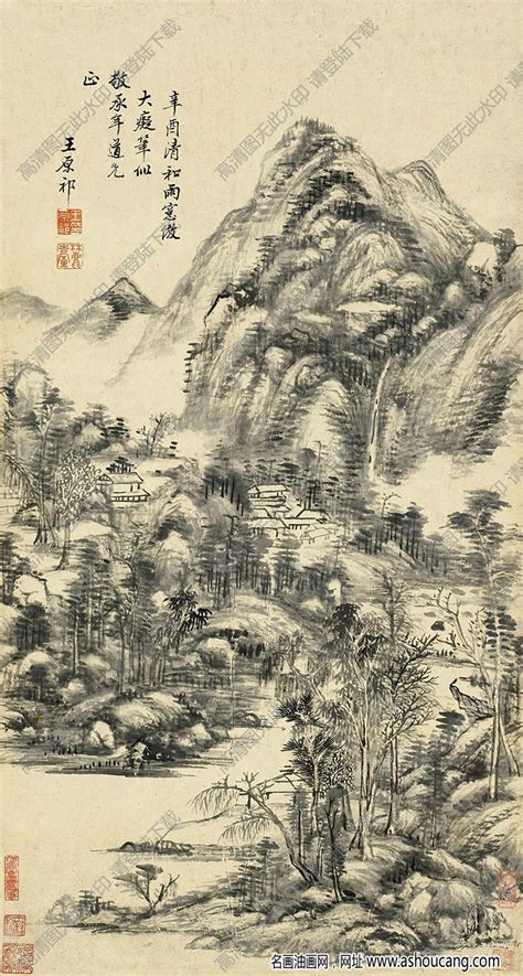 王原祁国画 仿大痴山水 高清大图下载 名画油画网