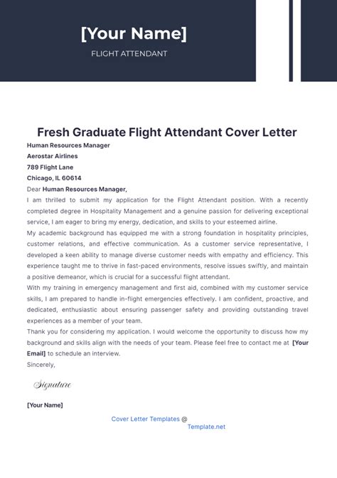 Free Fresh Graduate Flight Attendant Cover Letter Template Edit