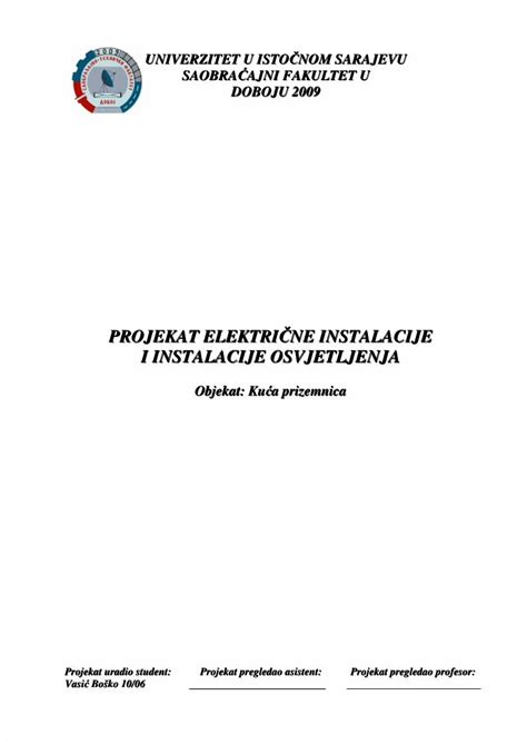 PDF Projekat Elektricne Instalacije DOKUMEN TIPS