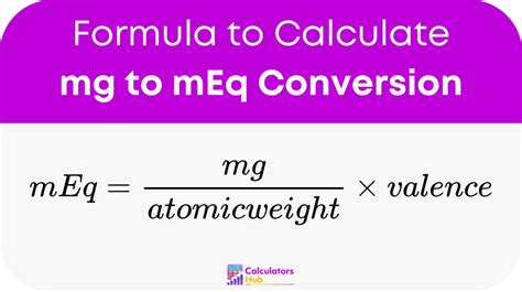 Mg To Meq Conversion Calculator Online