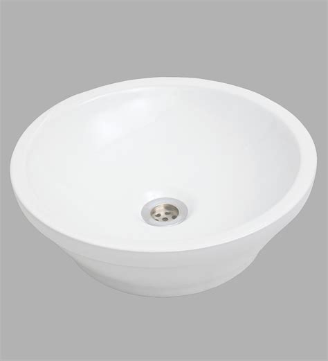 Buy Round Shape Ceramic White Counter Top Wash Basin L W H