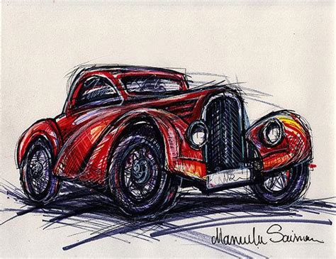 Vintage Car Sketch at PaintingValley.com | Explore collection of ...