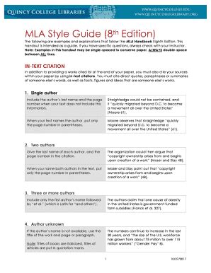 Fillable Online MLA Style Guide 8th Edition Fax Email Print PdfFiller