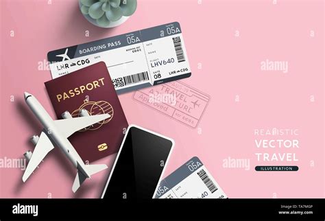 Travel Concept With A Passport Airline Boarding Pass Tickets And Toy