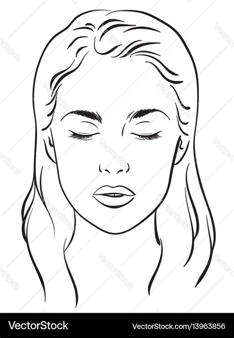 Beautiful Woman Portrait Face Chart Template Vector Image