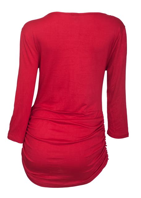 Plus Size V Neck Lace Up Top Red 16113 Evogues Apparel