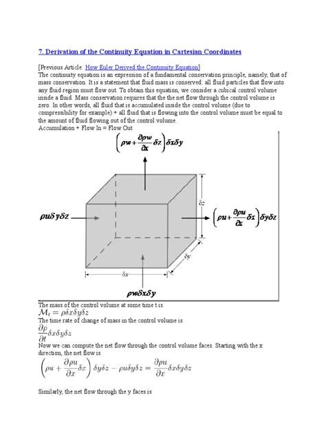 Derivation of Continuity Equation | PDF | Radius | Fluid Dynamics