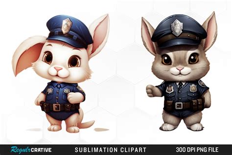 Police Bunny Cute PNG Clipart