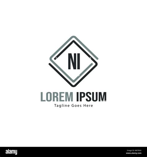 Initial Ni Logo Template With Modern Frame Minimalist Ni Letter Logo