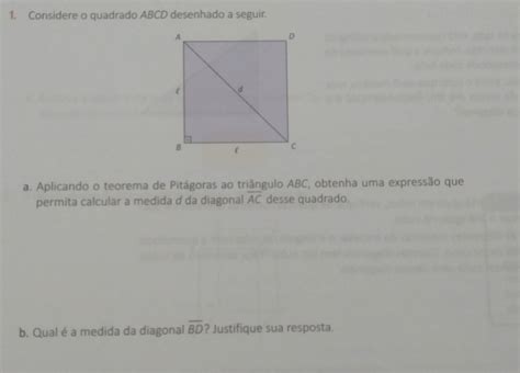 Solved Considere O Quadrado ABCD Desenhado A Seguir A Aplicando O