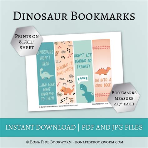 Printable Dinosaur Bookmarks Dinosaur Reading Bookmarks Printable Bookmarks For Readers