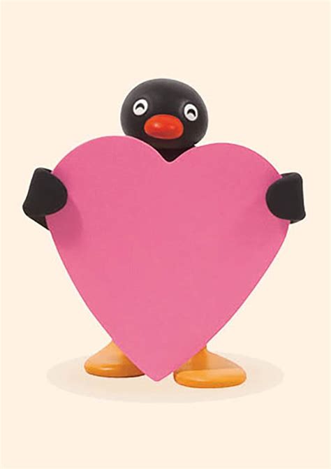 Pingu With Pink Heart Blank Birthday / Valentine's Day - Etsy