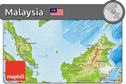 Free Physical Map of Malaysia