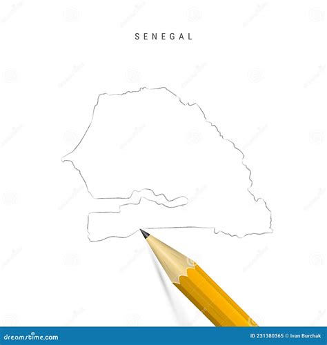 Senegal Freehand Pencil Sketch Outline Vector Map Isolated On White