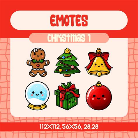 Kawaii Christmas Emote Set For Twitch Cute Gingerbread Xmas Tree