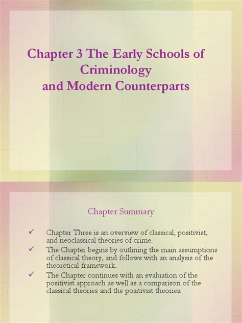 Chapter 3 The Early Schools Of Criminology And Modern Counterparts Pdf Deterrence Legal