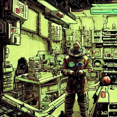 A Space Merchant In Their Shop Cyberpunk Sci Fi In Stable