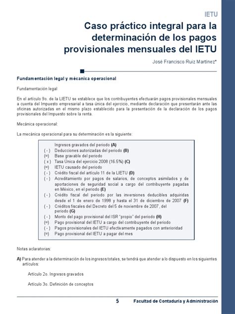 Caso Practico Integral De La Determinacion Del Impuesto A La Renta De